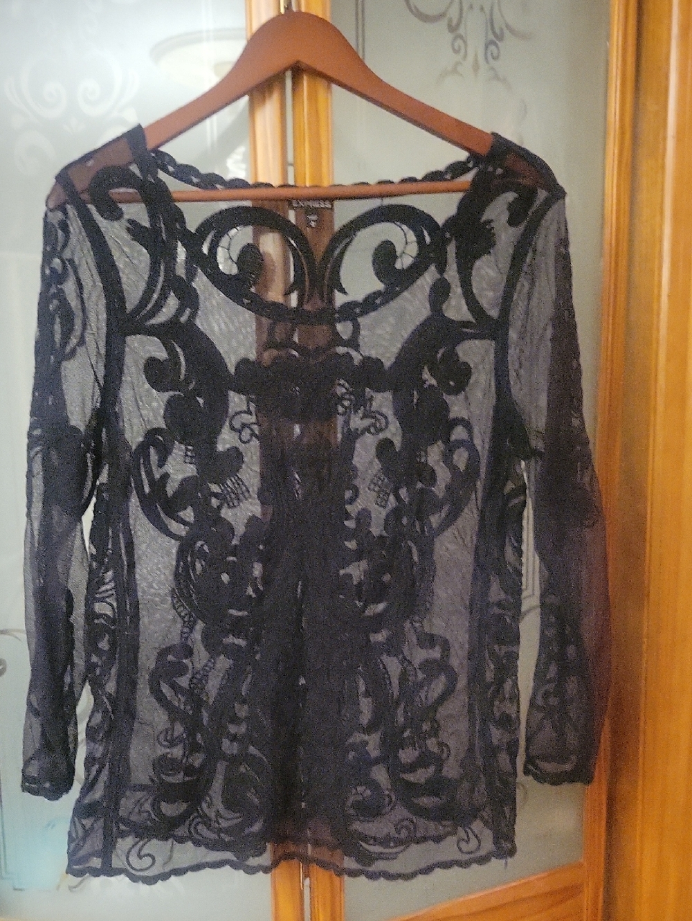 Express Black Sheer Lace Detail Top Worn Once